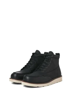 Hot JACK & JONES Black Leather Boots
