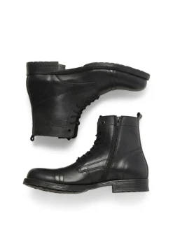 Sale JACK & JONES Leather Boots Black