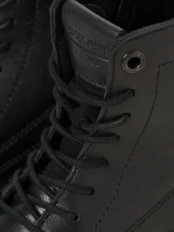 Sale JACK & JONES Leather Boots Black