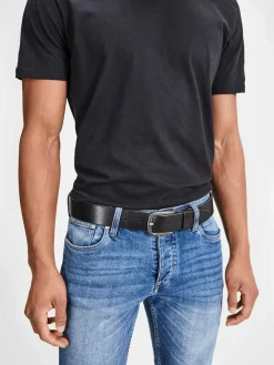 Hot JACK & JONES Leather Belt Black