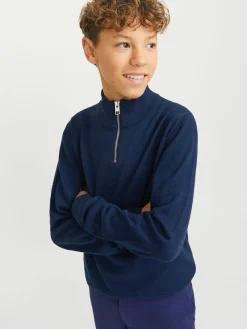 Outlet JACK & JONES JUNIOR Quarter Zip Knitted Jumper Blue