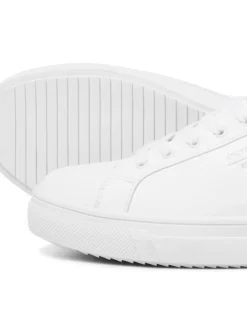 JACK & JONES White Leather Smart Trainers^ Sneakers