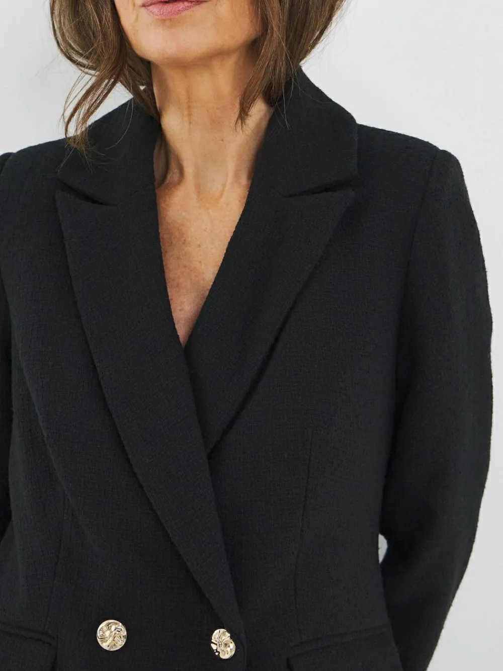 JD Williams Black Double Breasted Boucle Blazer