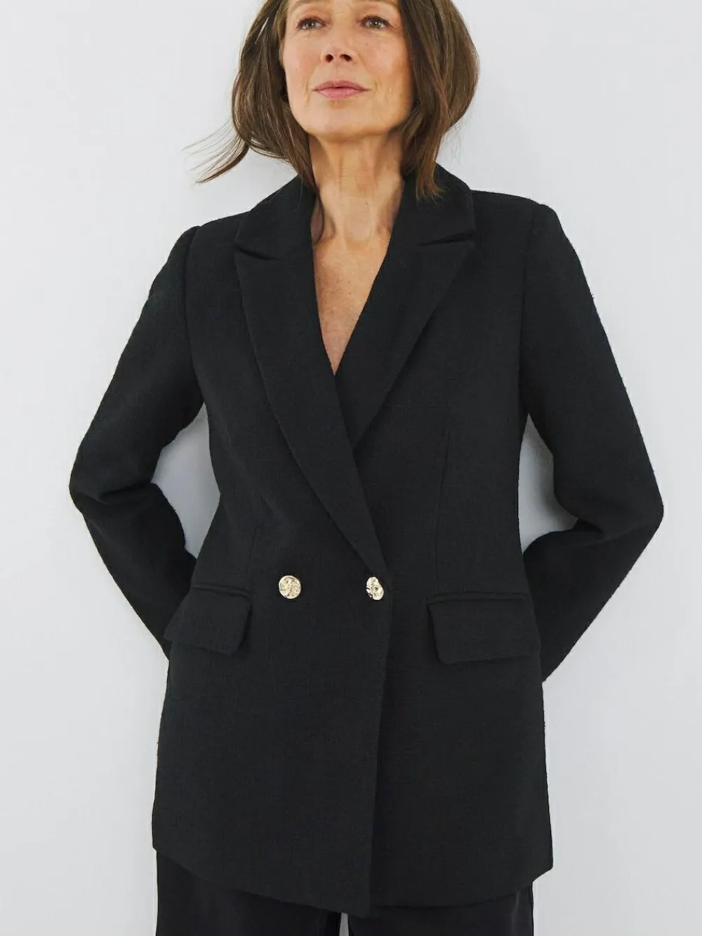 JD Williams Black Double Breasted Boucle Blazer