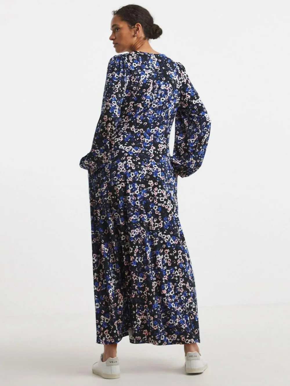 Hot JD Williams Blue Supersoft Jersey V-Neck Maxi Tea Dress