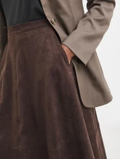 Sale JD Williams Brown Suede Midi Circle Skirt