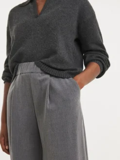 New JD Williams Grey Pull On Elastic Waist Wide Leg Trousers