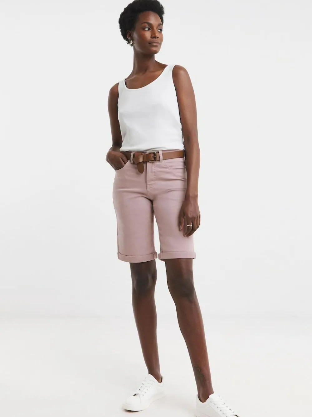 JD Williams Pink 24/7 Denim Knee Length Shorts^Women Shorts