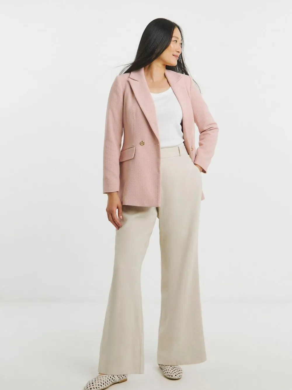 JD Williams Pink Boucle Double Breasted Blazer^Women Suits & Tailoring|Blazers
