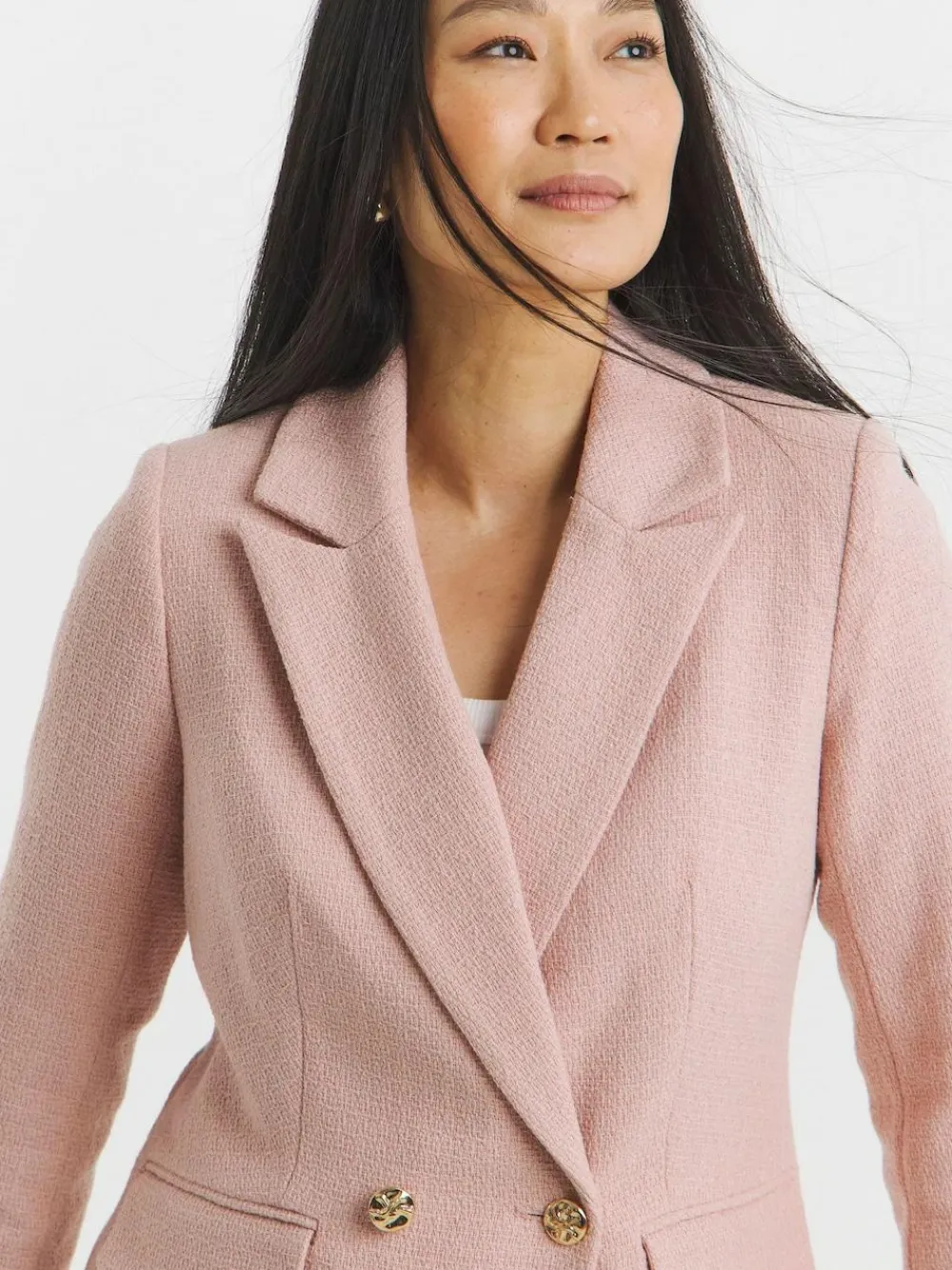 JD Williams Pink Boucle Double Breasted Blazer^Women Suits & Tailoring|Blazers