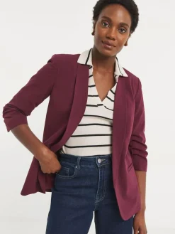JD Williams Red Ruched Sleeve Blazer^Women Blazers|Suits & Tailoring