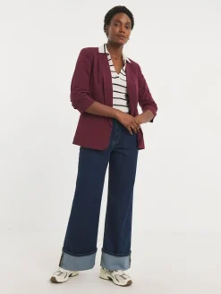 JD Williams Red Ruched Sleeve Blazer^Women Blazers|Suits & Tailoring