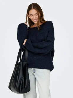 Online JDY Blue Slouchy Oversized Reversible Wide Sleeve Jumper
