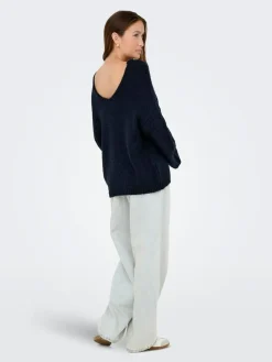 Online JDY Blue Slouchy Oversized Reversible Wide Sleeve Jumper