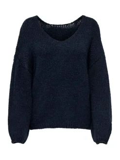 Online JDY Blue Slouchy Oversized Reversible Wide Sleeve Jumper