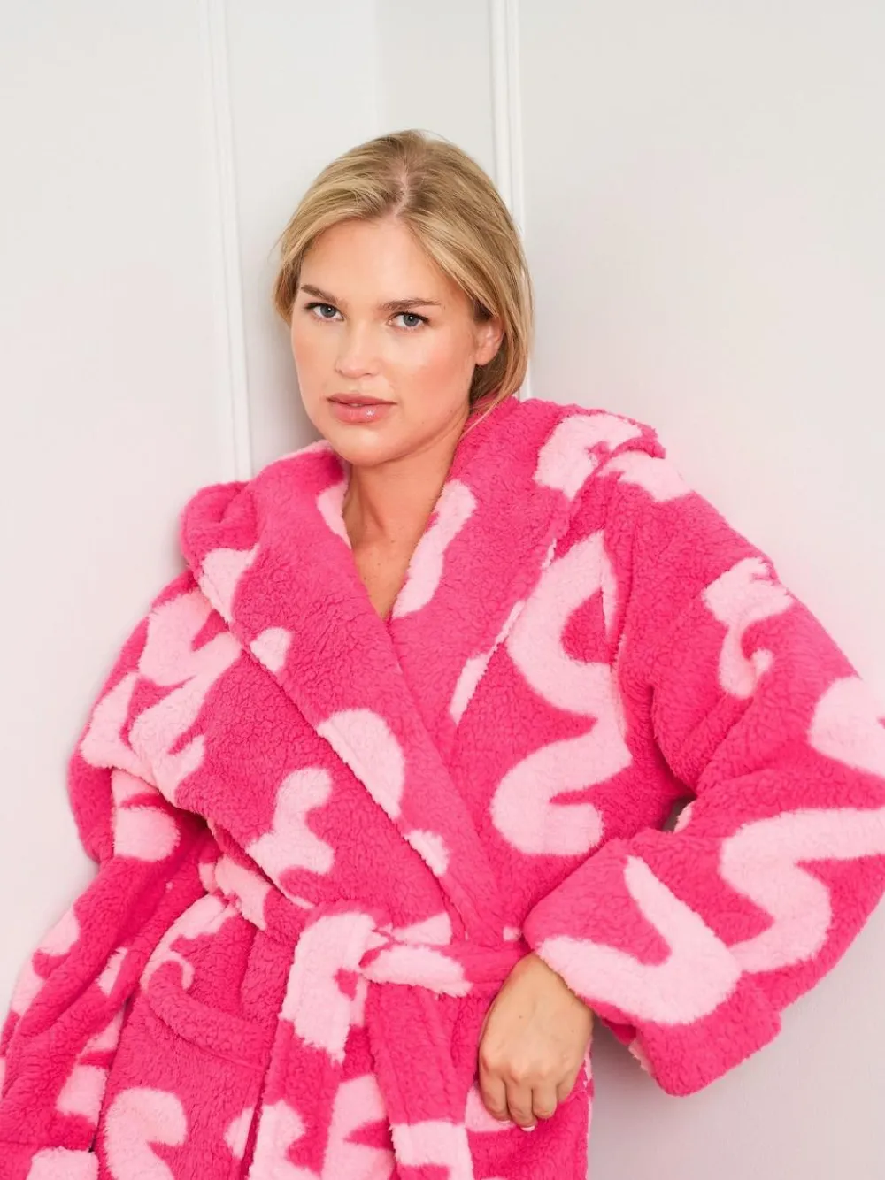 Jim Jam the Label Pink Squiggle Dressing Gown^Women Bathrobes