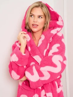 Jim Jam the Label Pink Squiggle Dressing Gown^Women Bathrobes