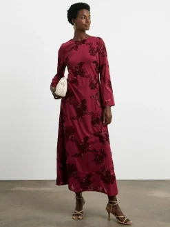 Joanna Hope Burgundy Red Magisculpt Textured Floral Maxi Dress^Women Occasion Dresses|Midi Dresses