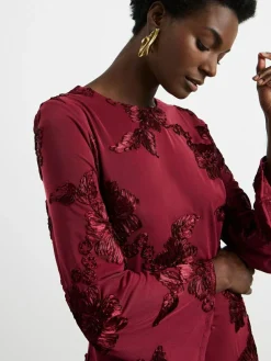 Joanna Hope Burgundy Red Magisculpt Textured Floral Maxi Dress^Women Occasion Dresses|Midi Dresses