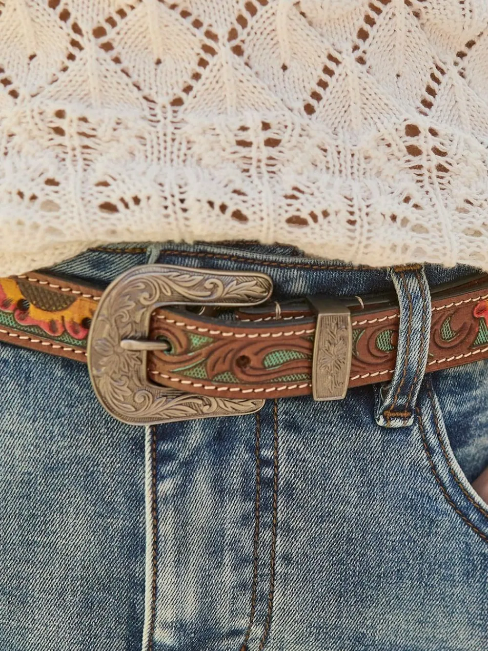Discount Joe Browns Brown Laser Detail Western Belt
