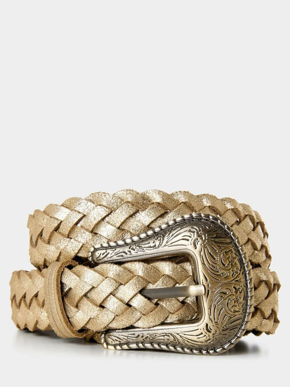 Hot Joe Browns Gold Plaited Metallic Suede Belt