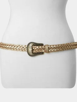 Hot Joe Browns Gold Plaited Metallic Suede Belt