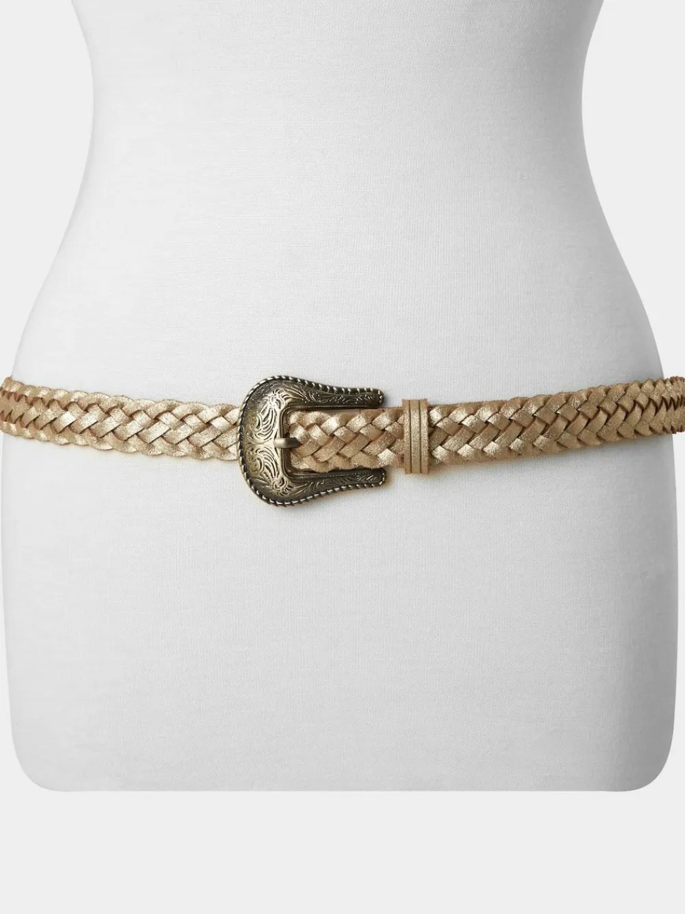 Hot Joe Browns Gold Plaited Metallic Suede Belt