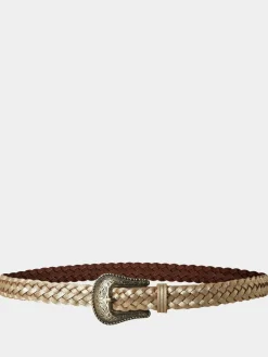Hot Joe Browns Gold Plaited Metallic Suede Belt
