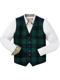 Joe Browns Green Contrast Buttons Check Trim Tailored Waistcoat^ Vests