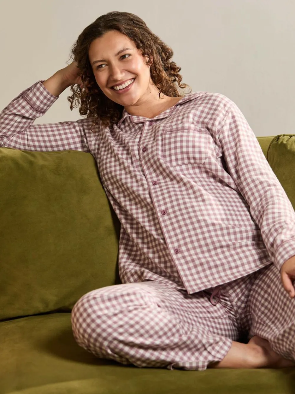Clearance Jojo Maman Bébé Berry Maternity Gingham Pyjama Set