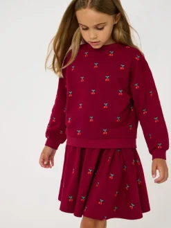Jojo Maman Bébé Berry Red Cherry Embroidered Sweatshirt & Skirt Set^ Shorts & Skirts