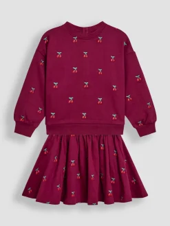 Jojo Maman Bébé Berry Red Cherry Embroidered Sweatshirt & Skirt Set^ Shorts & Skirts