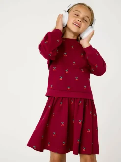 Jojo Maman Bébé Berry Red Cherry Embroidered Sweatshirt & Skirt Set^ Shorts & Skirts