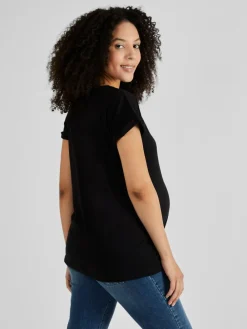 Jojo Maman Bébé Black Boyfriend Maternity Cotton T-Shirt^Women Loungewear