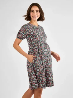 Jojo Maman Bébé Black Double Layer Maternity & Nursing Jersey Dress^Women Dresses