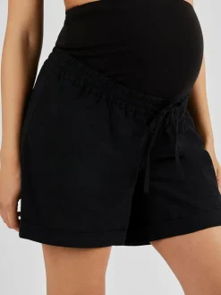 New Jojo Maman Bébé Linen Blend Drawstring Waist Maternity Shorts Black