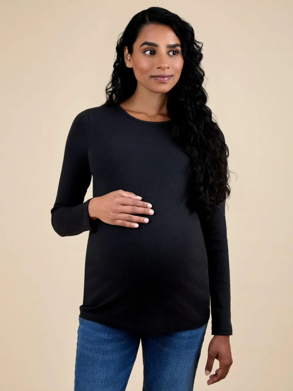 Clearance Jojo Maman Bébé Black 2-Pack Ribbed Maternity & Nursing Top