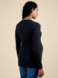 Clearance Jojo Maman Bébé Black 2-Pack Ribbed Maternity & Nursing Top