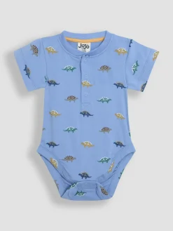 Outlet Jojo Maman Bébé Blue & Cream Dino 2-Pack Short Sleeve Bodysuits