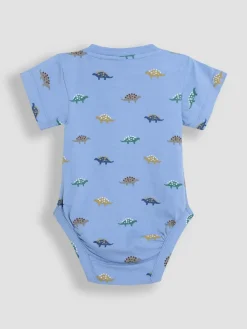 Outlet Jojo Maman Bébé Blue & Cream Dino 2-Pack Short Sleeve Bodysuits