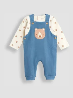 Jojo Maman Bébé Blue Bear Waffle Character Dungaree & Body Set^BOY Dungarees