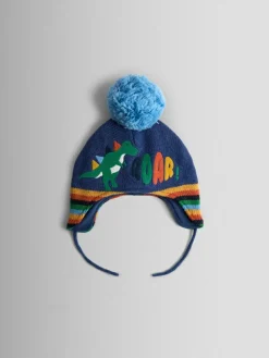 Clearance Jojo Maman Bébé Blue Dino Cosy Pom Pom Rib Hat