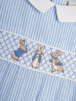 Jojo Maman Bébé Blue Embroidered Smock Romper^ Rompers & Overalls