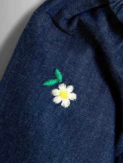 Jojo Maman Bébé Blue Heart Embroidered Chambray Dress^ Dresses