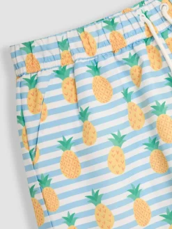 Jojo Maman Bébé Blue Mens Pineapple Printed Swim Shorts^ Swimwear