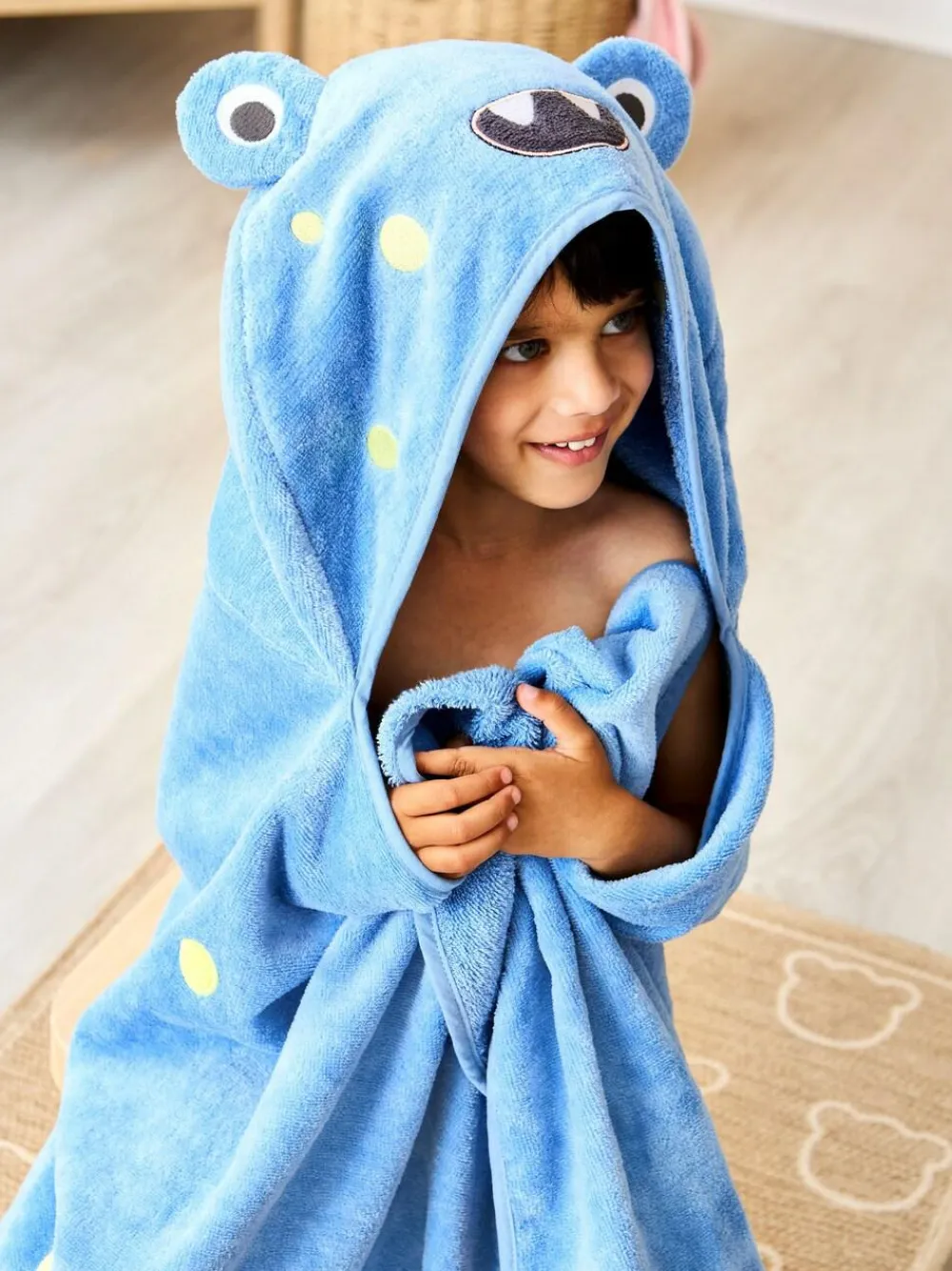 New Jojo Maman Bébé Blue Monster Large Hooded Towel