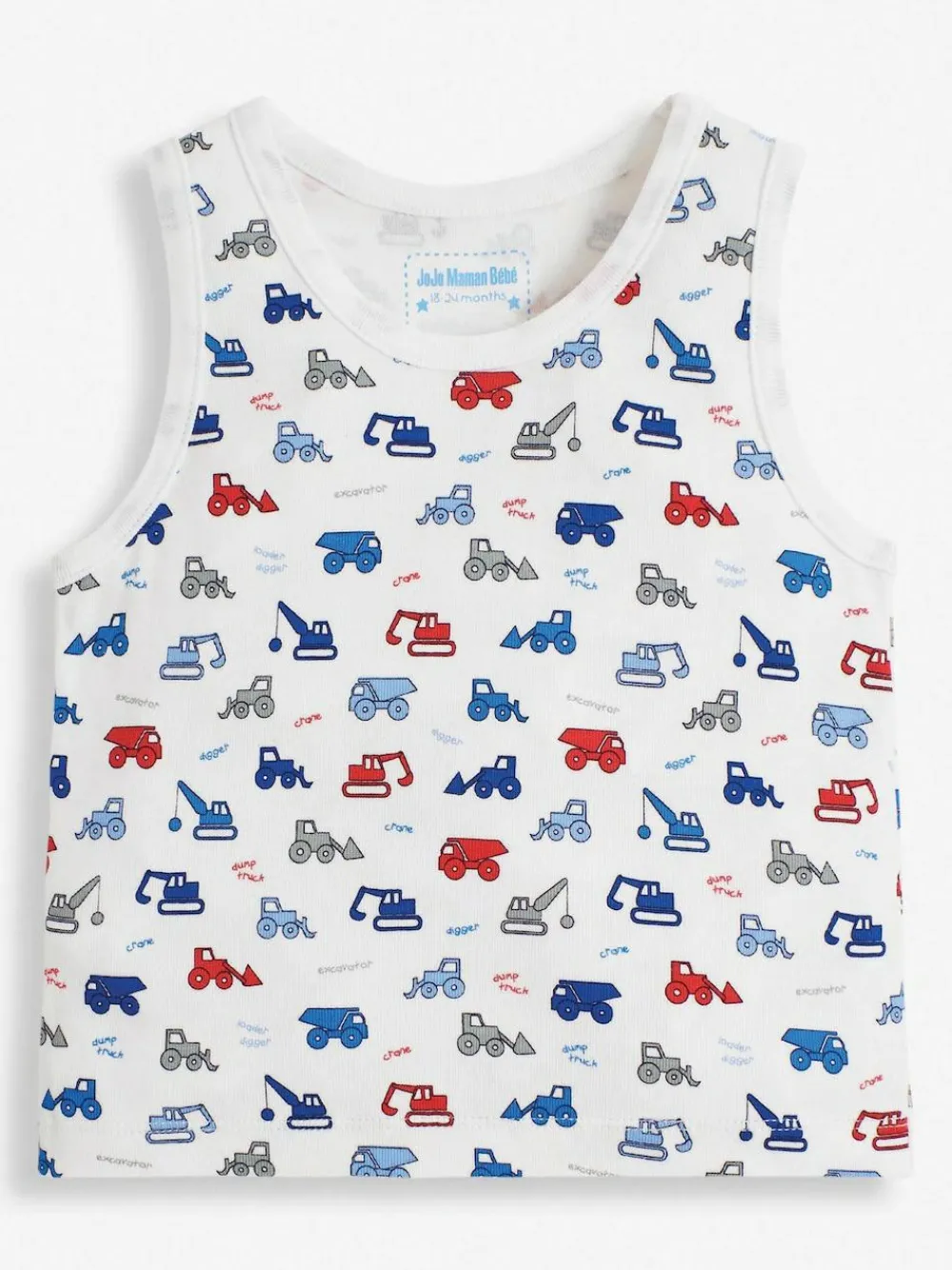 Jojo Maman Bébé Blue 3-Pack Digger Boys' Vest Set^BOY Vests|Vests