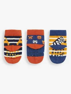 Jojo Maman Bébé Blue 3-Pack Safari Socks^BOY Socks & Tights|Socks & Tights