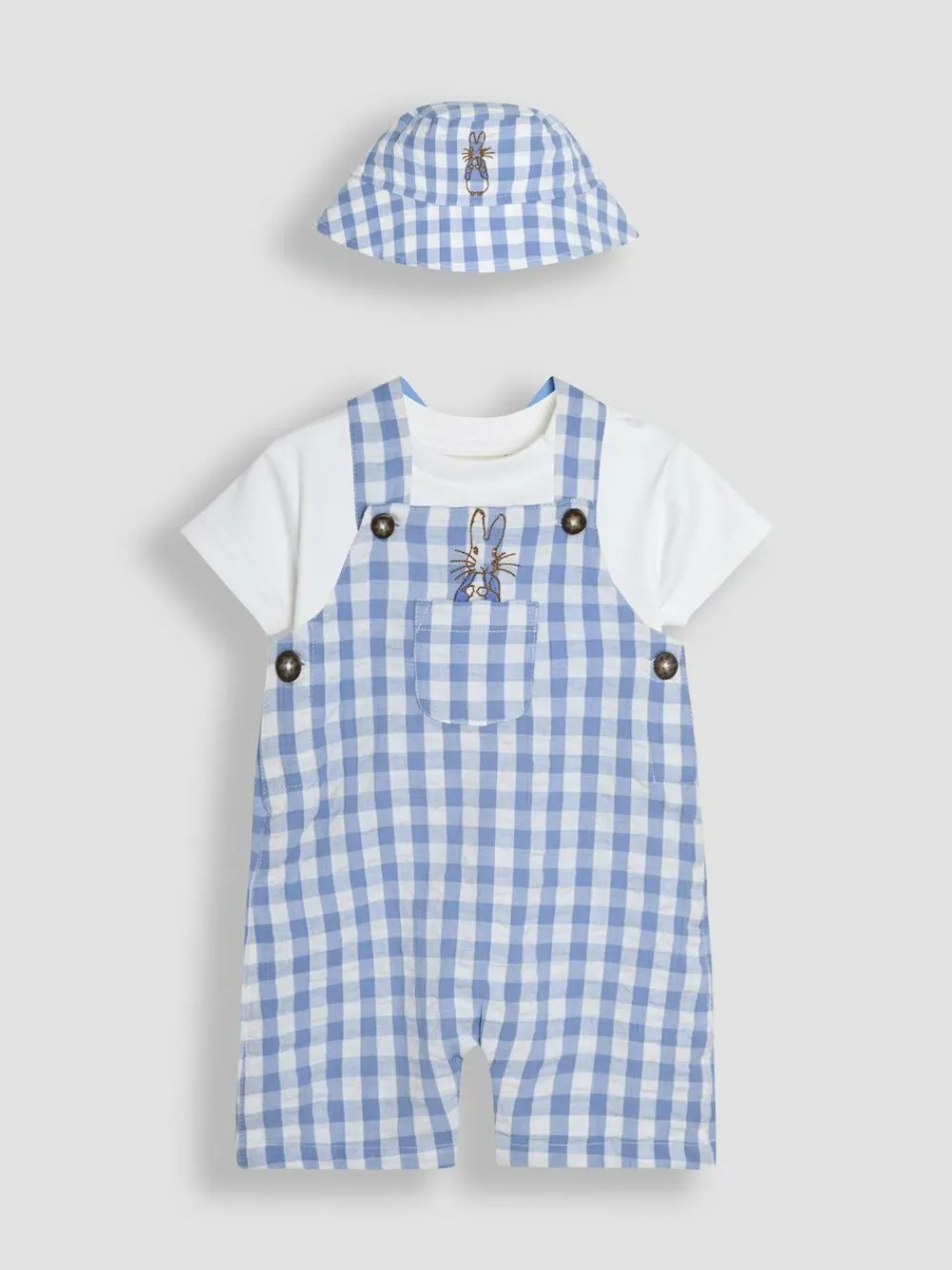 Jojo Maman Bébé Blue 2-Piece Peter Rabbit™ Gingham Dungarees & Body Set^BOY Dungarees