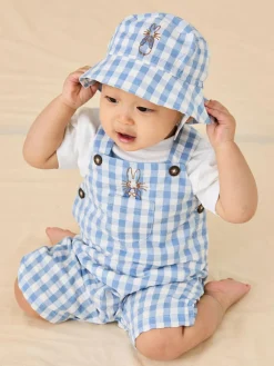 Jojo Maman Bébé Blue 2-Piece Peter Rabbit™ Gingham Dungarees & Body Set^BOY Dungarees